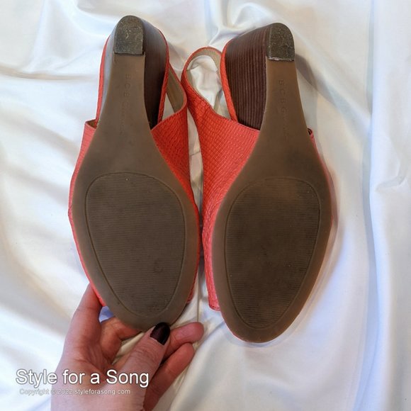 BCBGeneration Coral Peep Toe Slingback Wedge Heels 8.5 B - Picture 11 of 16